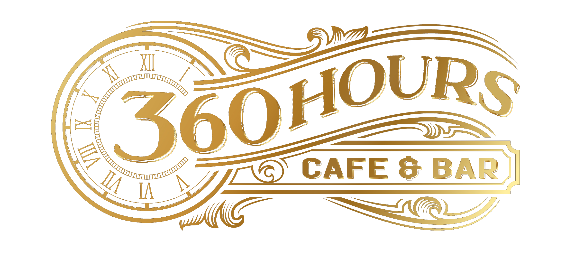 โลโก้ 360 Hours Cafe & Bar สีทอง